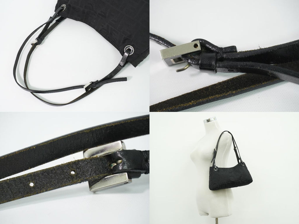 Fendi Zucca Shoulder Bag Canvas Black — view 6