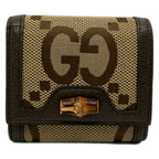 Gucci Bifold Wallet Beige Dark Brown Leather