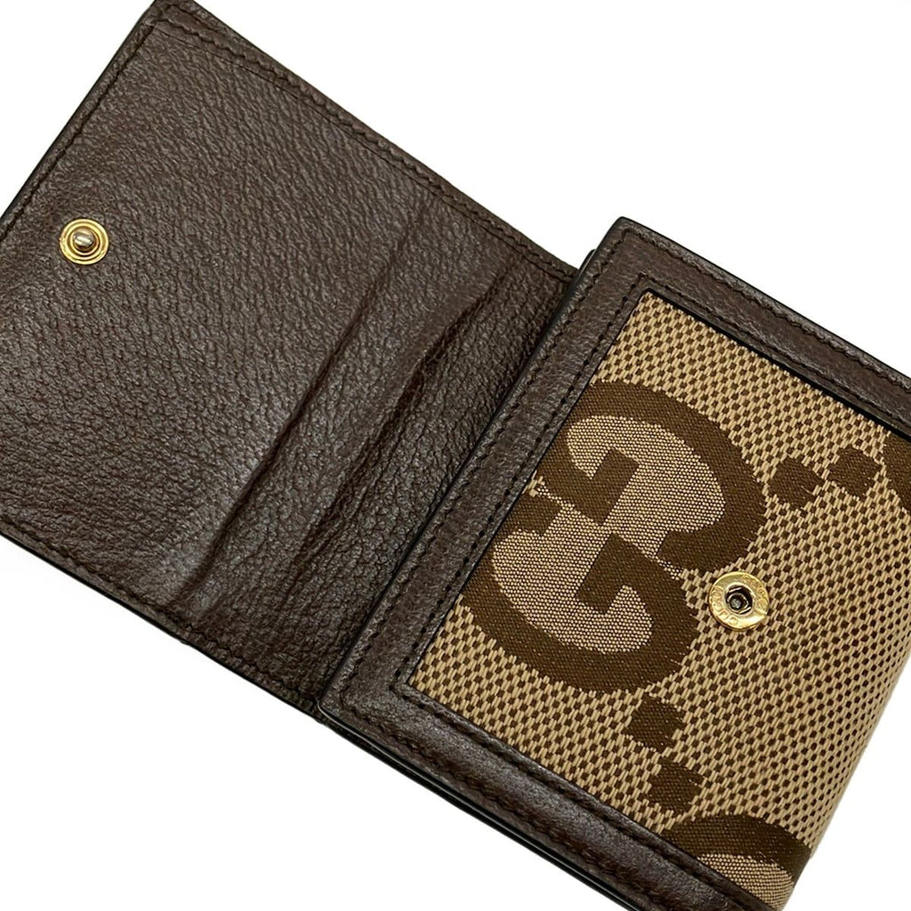 Gucci Bifold Wallet Beige Dark Brown Leather — view 3