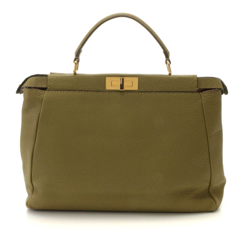 Fendi Peekaboo Large Khaki Leather Handbag