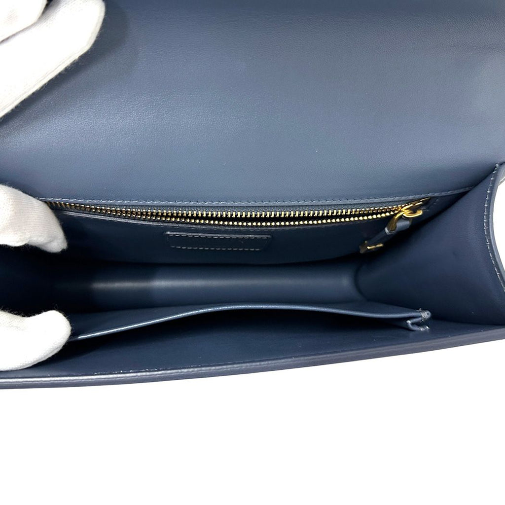 Dior Shoulder Bag Leather Blue Gold Compact Small — view 5