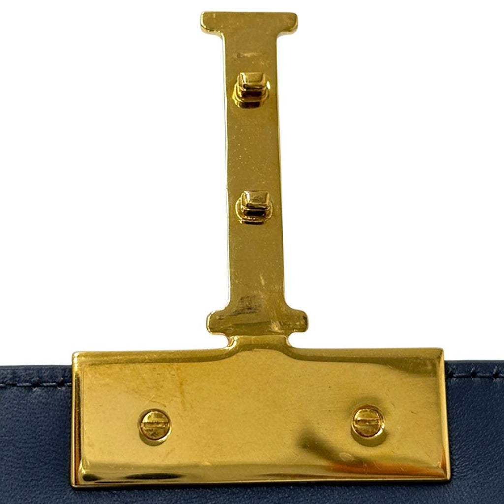 Dior Shoulder Bag Leather Blue Gold Compact Small — view 8