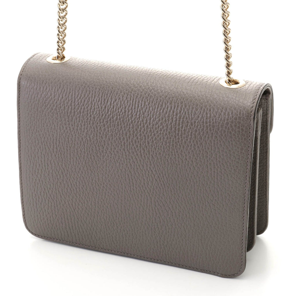 Gucci Interlocking G Chain Shoulder Gray Leather Bag — view 2