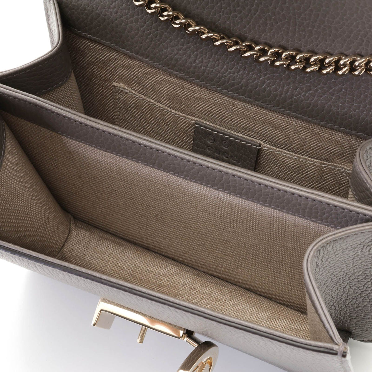 Gucci Interlocking G Chain Shoulder Gray Leather Bag — view 6
