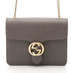 Gucci Interlocking G Chain Shoulder Gray Leather Bag