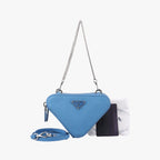 Prada Triangle Logo Blue Saffiano Leather 62