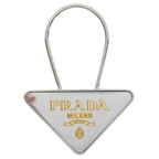 Prada Triangle Logo Key Charm Key Holder Silver Gold