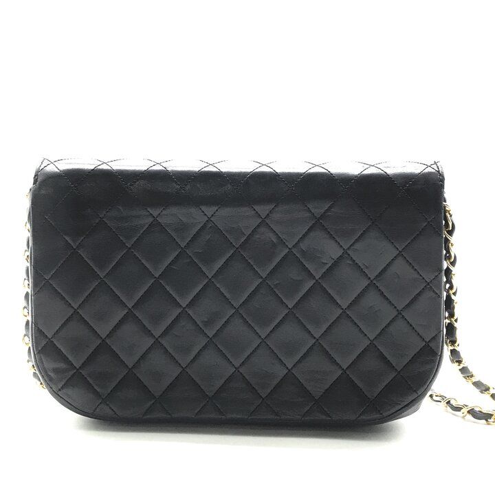 Chanel CC Logo Turnlock Lambskin Chain Shoulder Bag Black — view 3