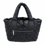 Chanel Tote Bag Coco Cocoon Nylon Black Silver