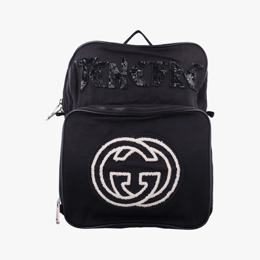 Gucci Interlocking G Black Nylon Backpack