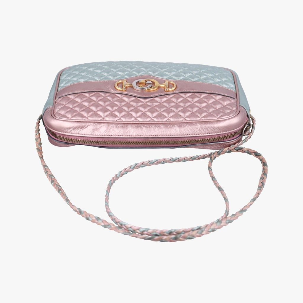 Gucci Trapuntata Camera Laminate Pink Green Multi Leather — view 8