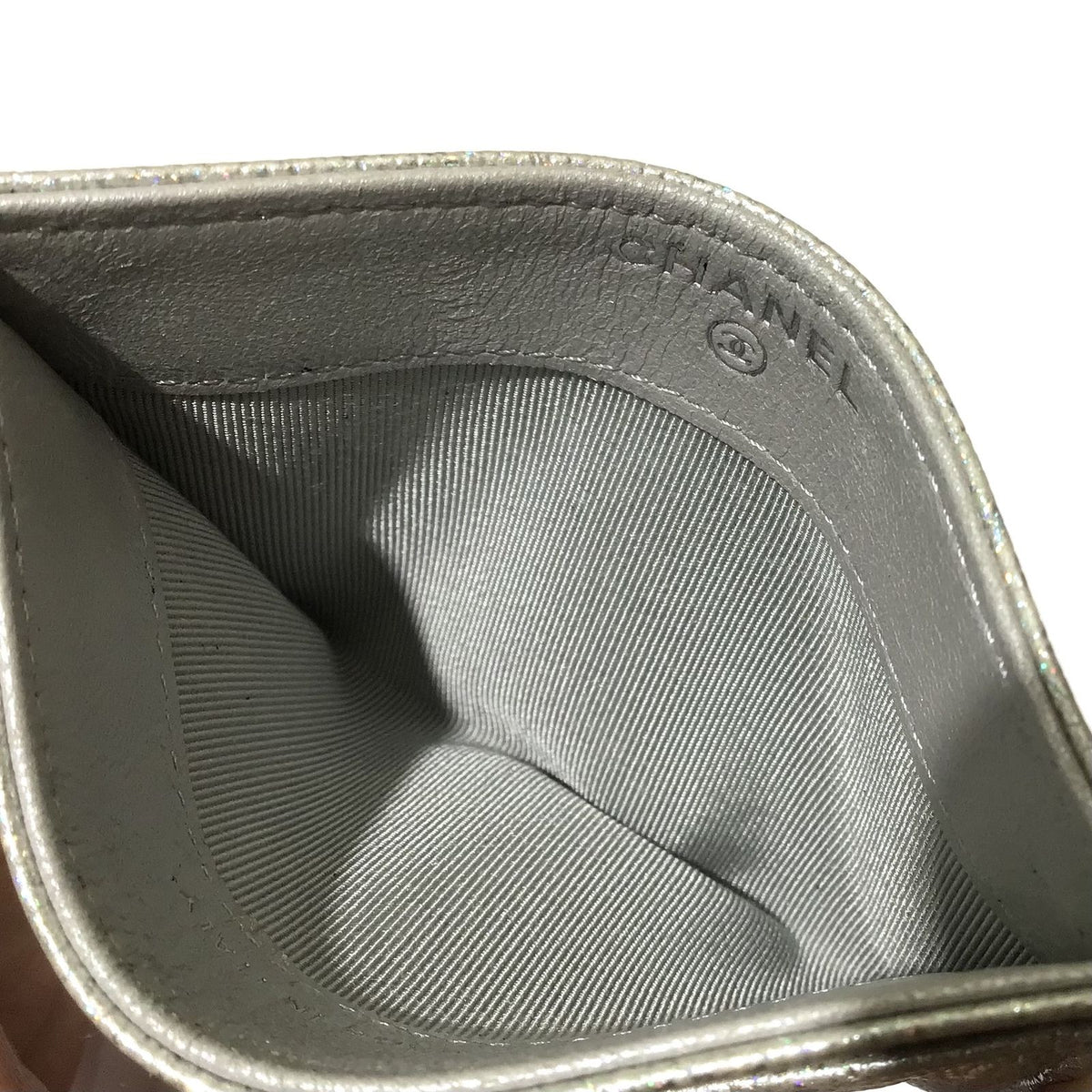 Chanel Quilted Card Case Cavien Silver — view 3