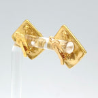Chanel CC Logo Square Gold Plated Earrings — view 2