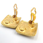 Chanel CC Logo Square Gold Plated Earrings — view 6
