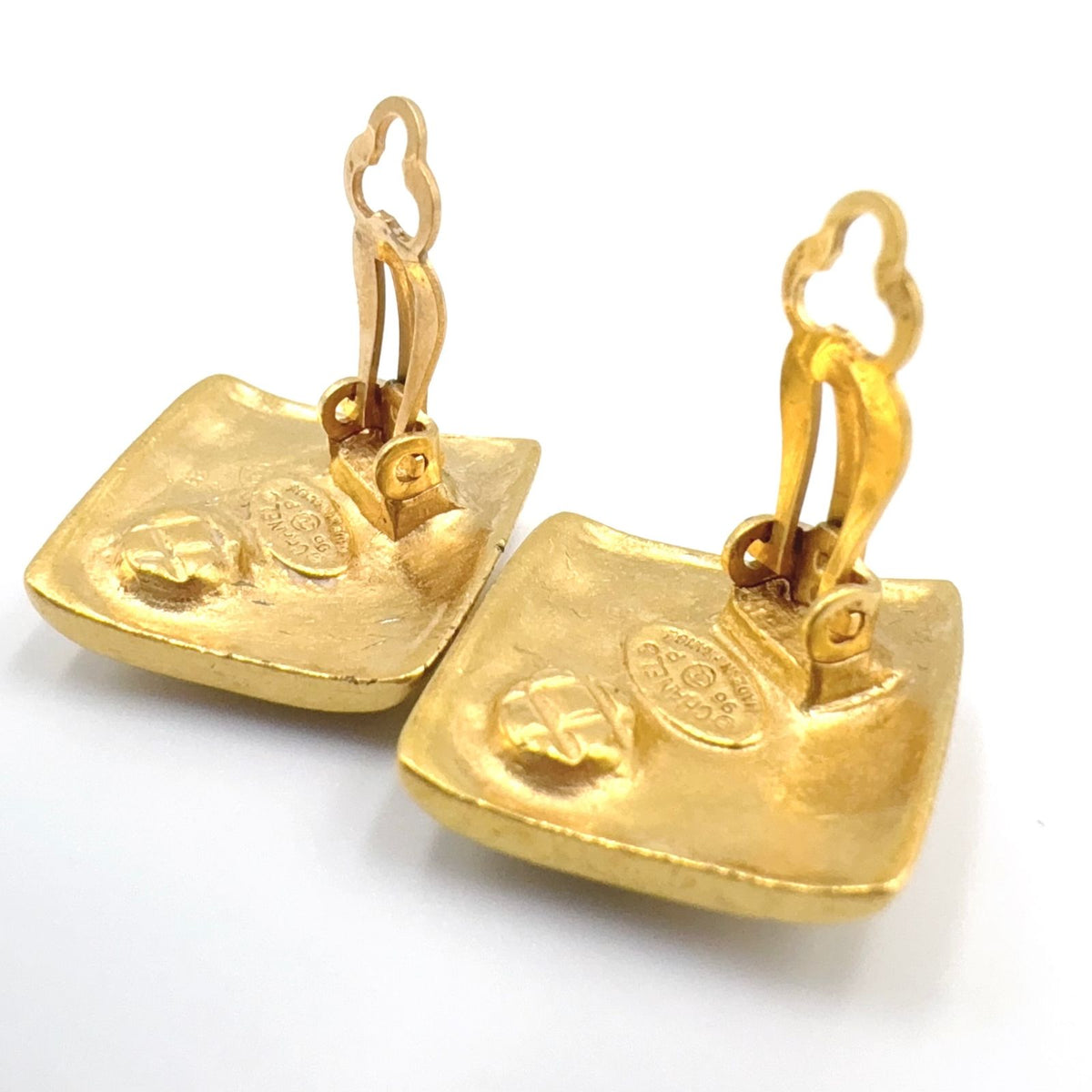 Chanel CC Logo Square Gold Plated Earrings — view 6