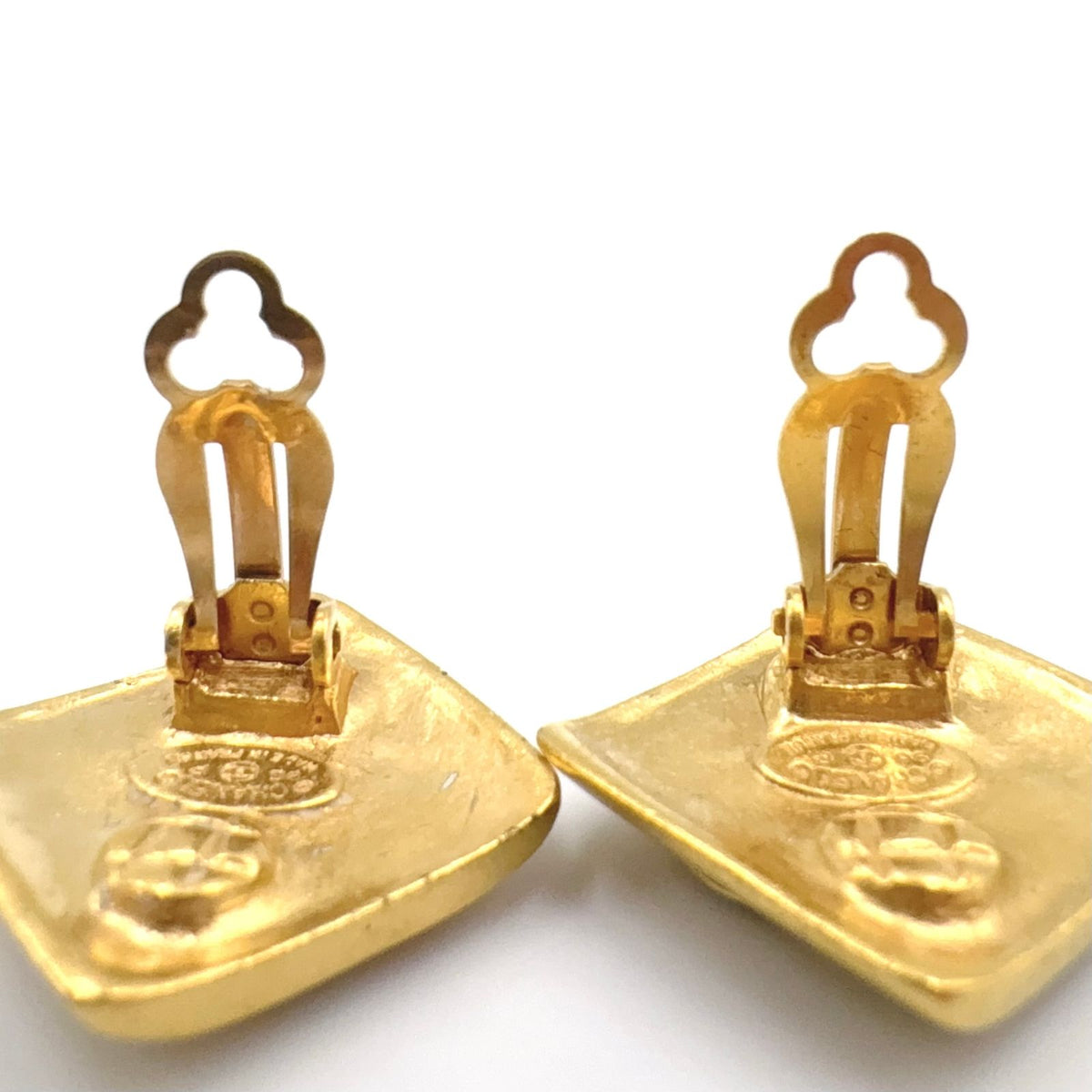 Chanel CC Logo Square Gold Plated Earrings — view 7