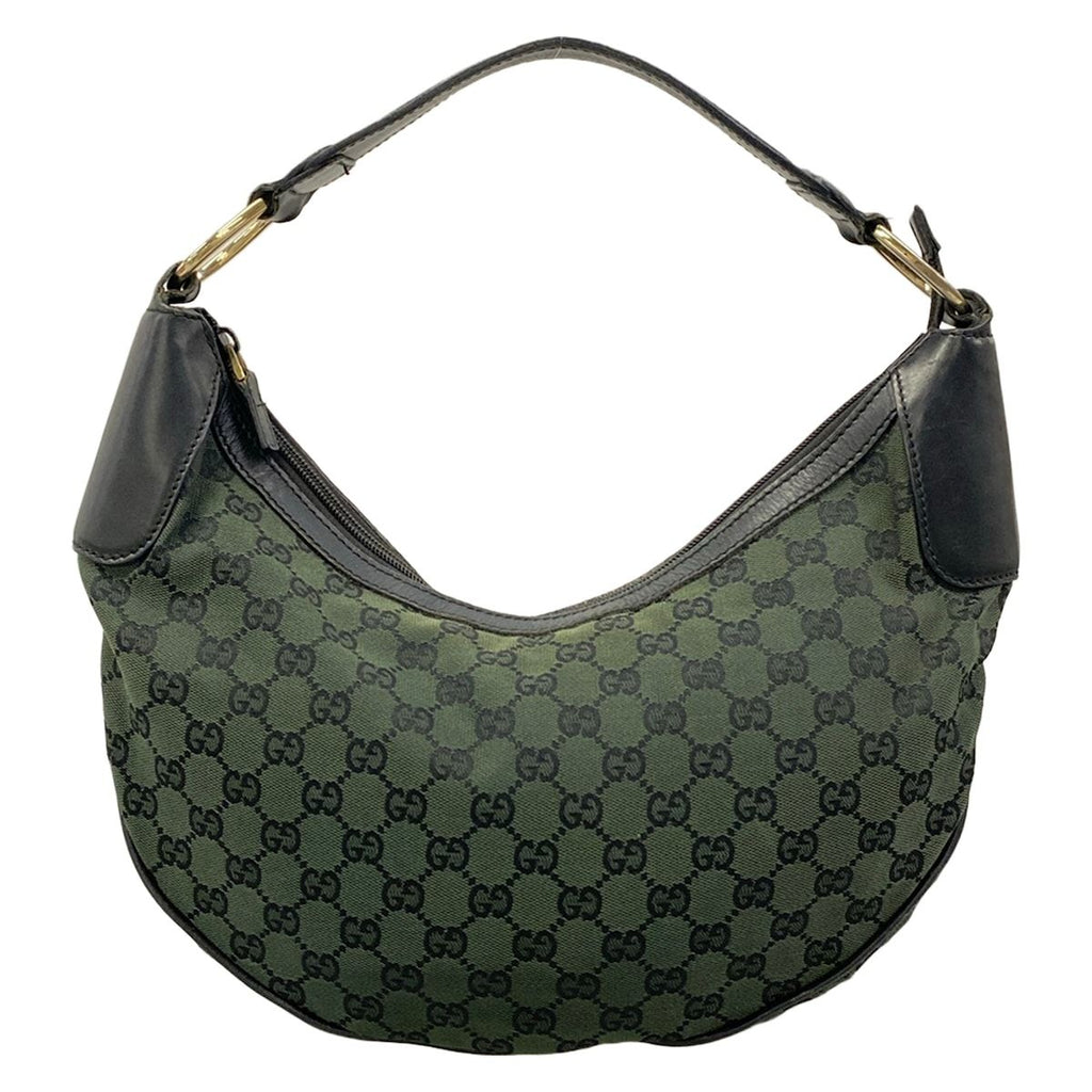 Gucci Handbag GG Pattern Green Black Leather