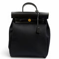 Hermes Herbag a Dos Zip PM Backpack Black Toile Militaire Vache Hunter