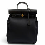 Hermes Herbag a Dos Zip PM Backpack Black Toile Militaire Vache Hunter