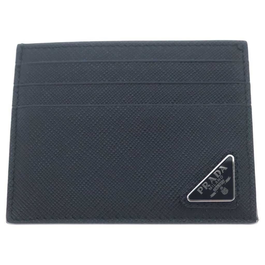 Prada Saffiano Triangle Logo Card Case Black
