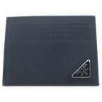 Prada Saffiano Triangle Logo Card Case Black