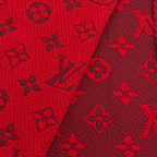 Louis Vuitton Logomania Scarf Wool Silk Blend Ruby Monogram Fringe — view 4