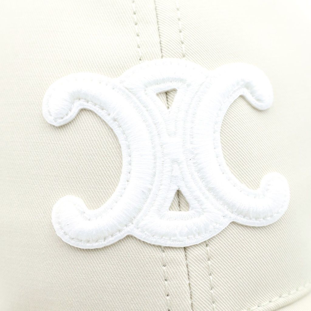 Celine Baseball Cap Triomphe Cap Panel Cotton Cream Hat — view 5