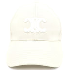 Celine Baseball Cap Triomphe Cap Panel Cotton Cream Hat — view 4