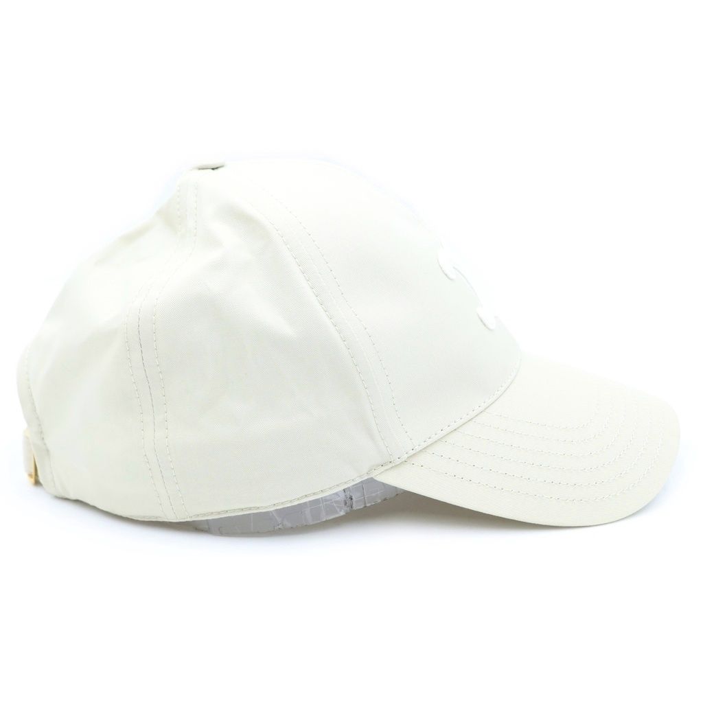 Celine Baseball Cap Triomphe Cap Panel Cotton Cream Hat — view 3