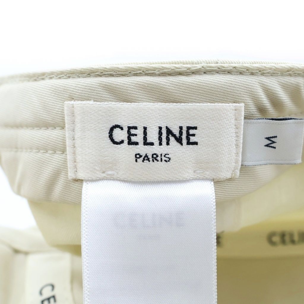 Celine Baseball Cap Triomphe Cap Panel Cotton Cream Hat — view 7