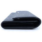 Dior Gravity Embossed Leather Long Flap Wallet Black — view 3