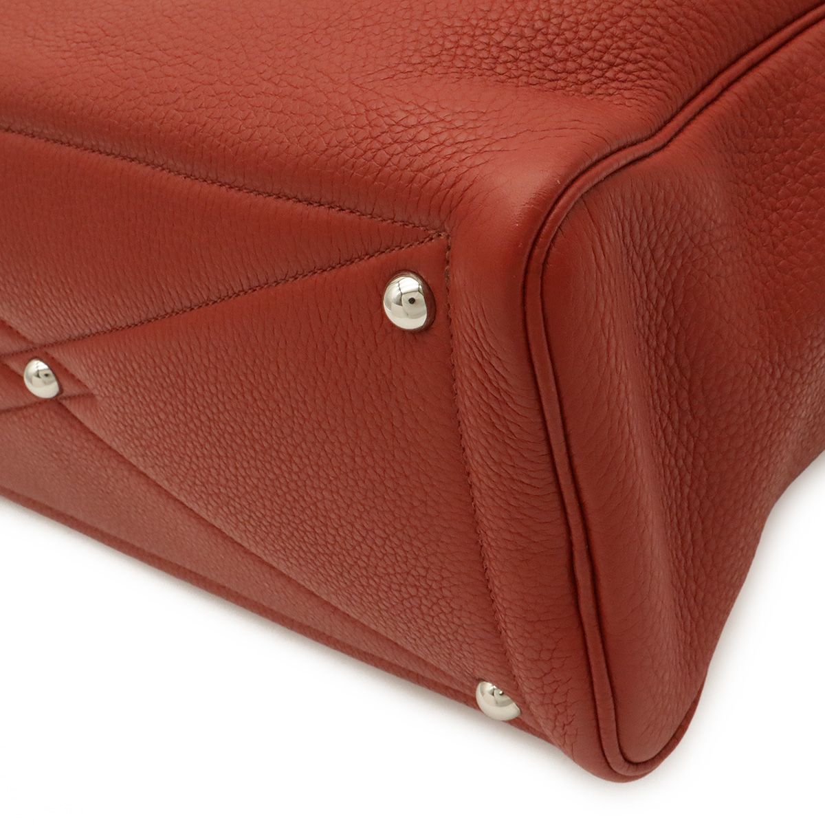 Hermes Mini Boston Bag Taurillon Clemence Red Silver — view 3