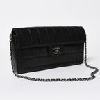 Chanel East West Chain Shoulder Bag CC Logo Choco Bar Lambskin Black — view 3
