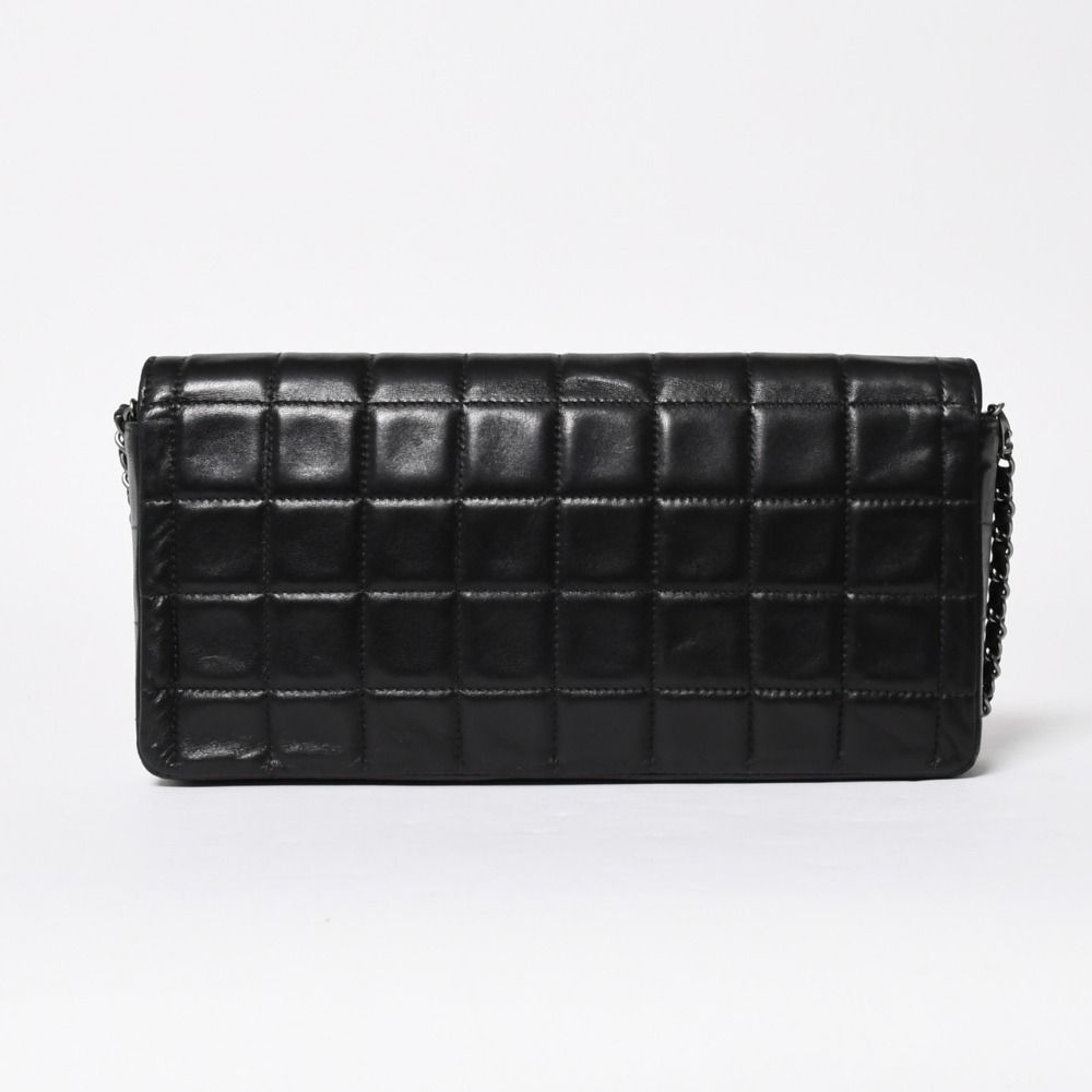 Chanel East West Chain Shoulder Bag CC Logo Choco Bar Lambskin Black — view 2