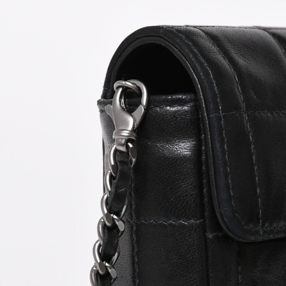 Chanel East West Chain Shoulder Bag CC Logo Choco Bar Lambskin Black — view 5