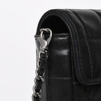 Chanel East West Chain Shoulder Bag CC Logo Choco Bar Lambskin Black — view 5