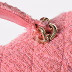 Chanel Chain Shoulder Bag CC Logo Tweed Quilted Pink Gold — view 6