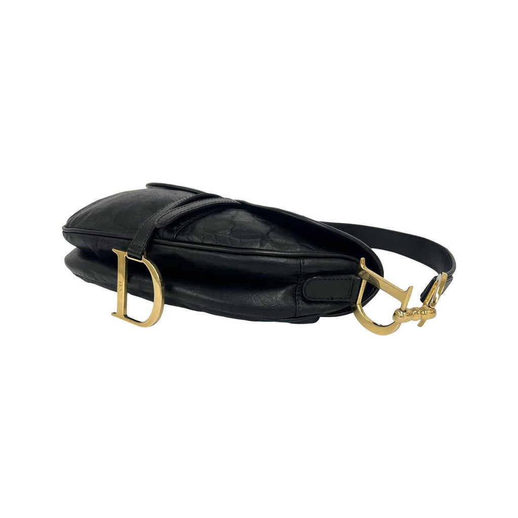 Dior Saddle Logo Leather Shoulder Bag Black — view 8