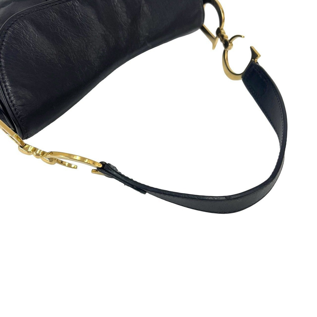 Dior Saddle Logo Leather Shoulder Bag Black — view 4