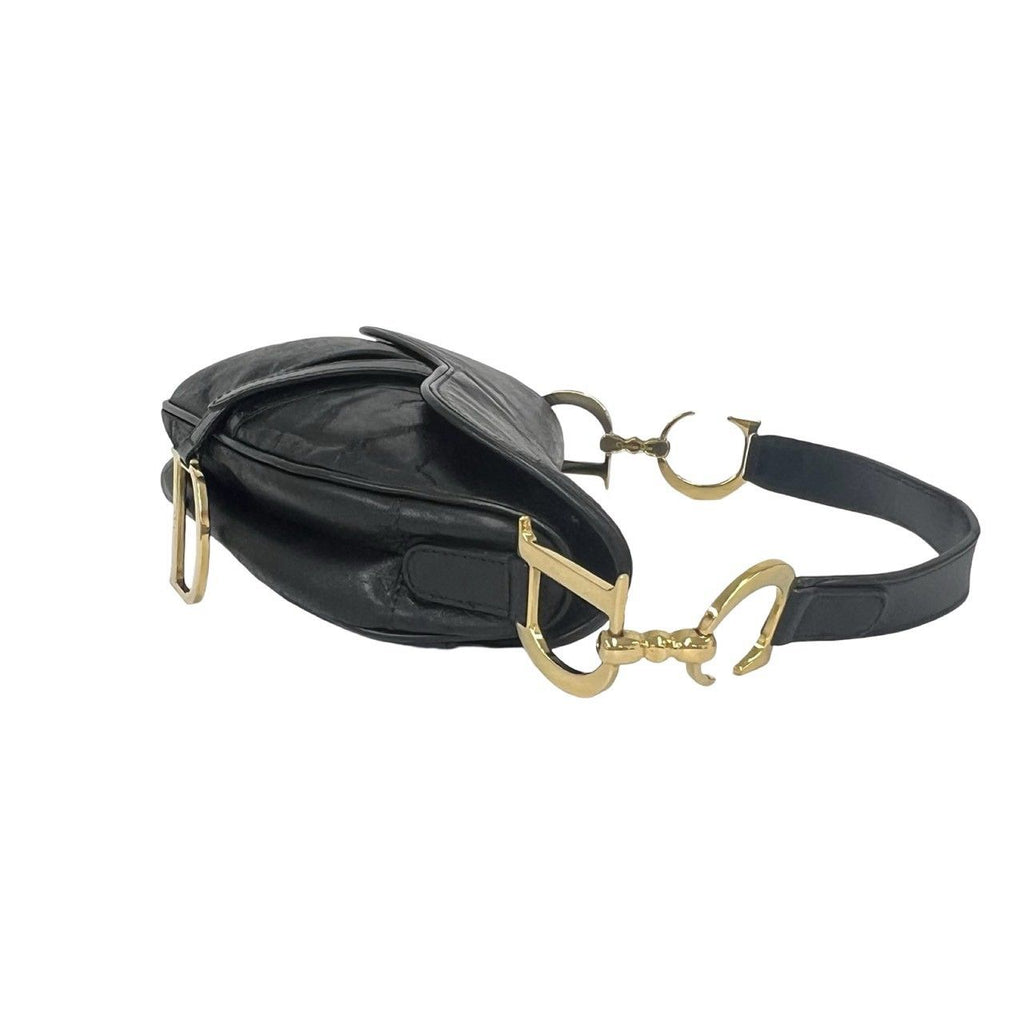 Dior Saddle Logo Leather Shoulder Bag Black — view 6