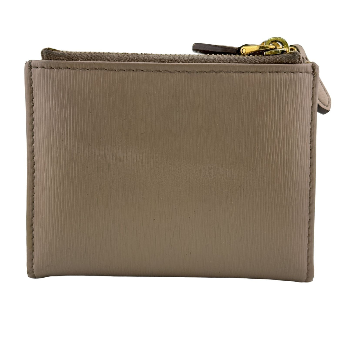 Prada Vitello Move Leather Compact Wallet Bifold Beige Mini Simple