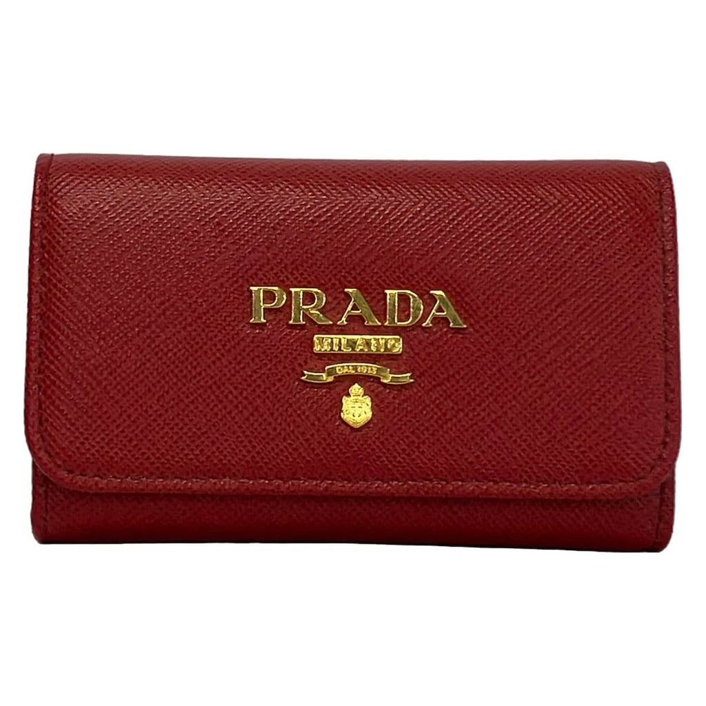 Prada Key Case Bordeaux Hook Leather Key Holder