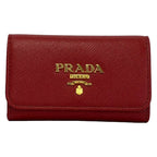 Prada Key Case Bordeaux Hook Leather Key Holder