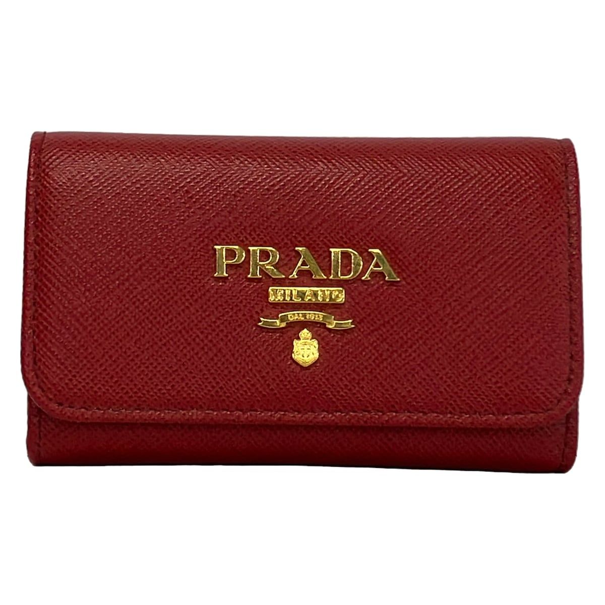 Prada Key Case Bordeaux Hook Leather Key Holder