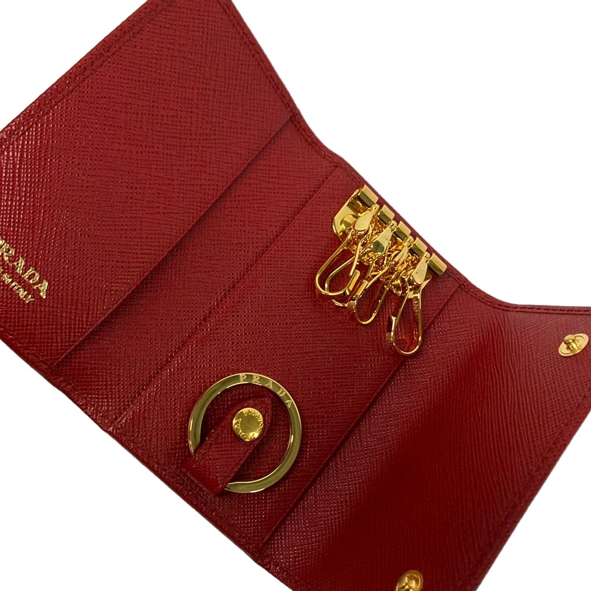 Prada Key Case Bordeaux Hook Leather Key Holder — view 3