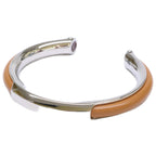 Hermes Metal Leather Bracelet Silver