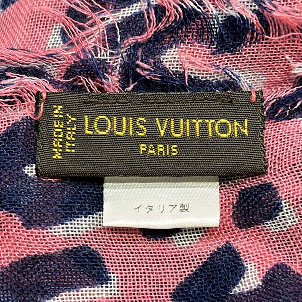 Louis Vuitton Shawl Etole Leopard Pink Navy Print Scarf — view 2