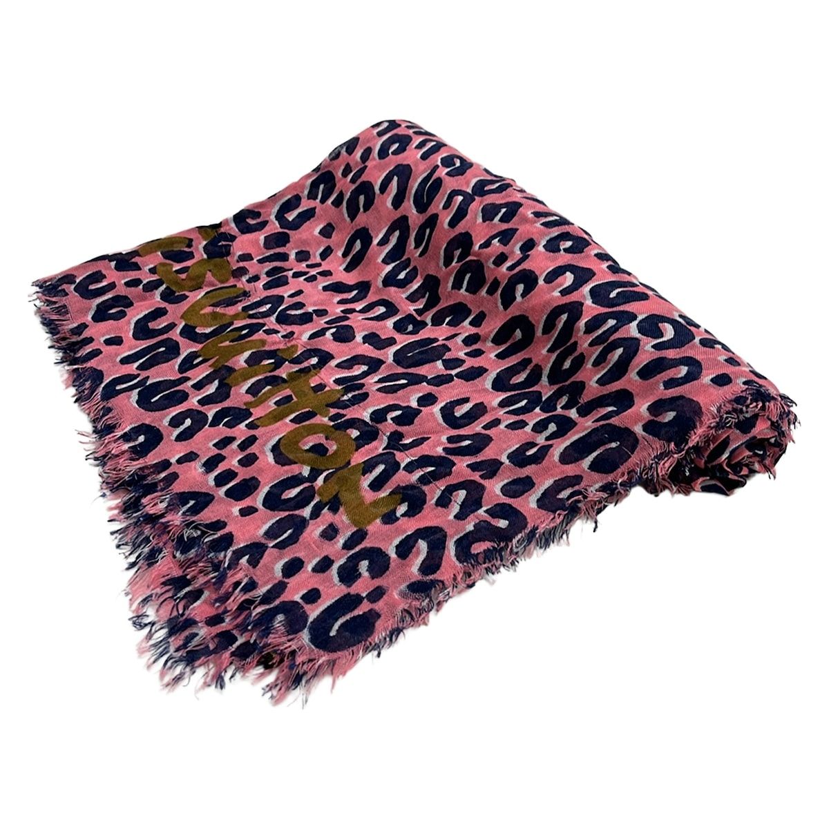 Louis Vuitton Shawl Etole Leopard Pink Navy Print Scarf