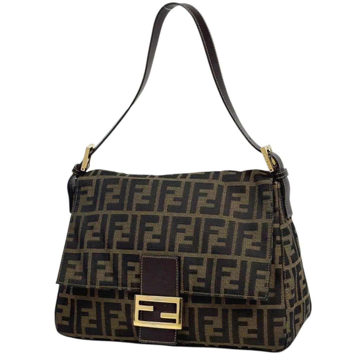 Fendi Shoulder Bag Zucca Pattern Canvas Brown