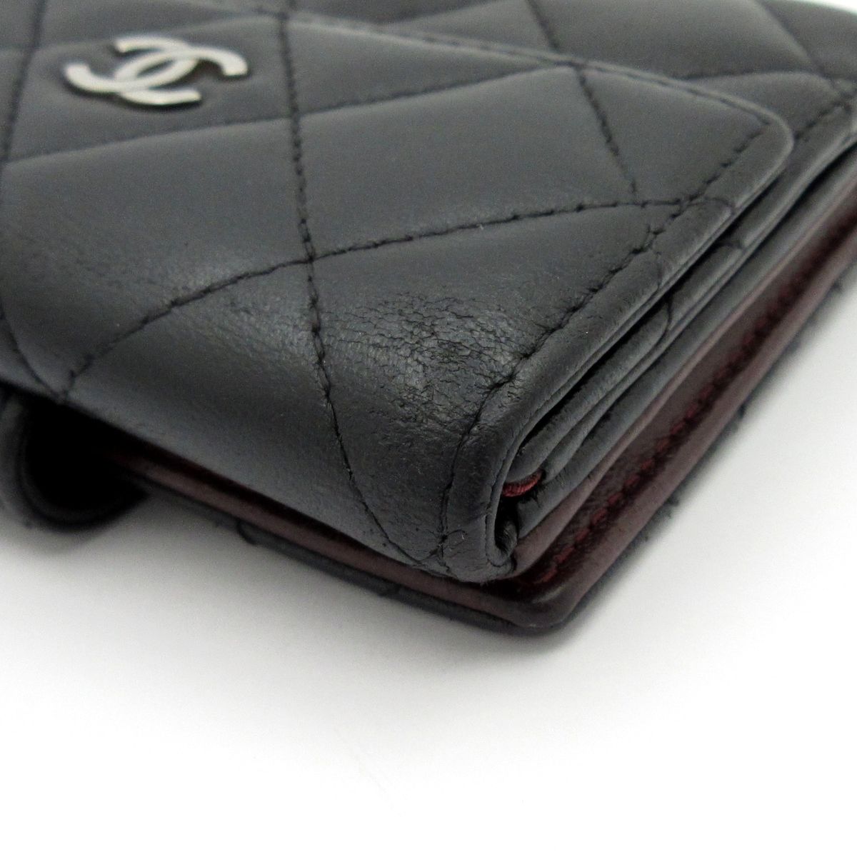 Chanel Snap Wallet Quilted Black Silver CC Logo Lambskin — view 7